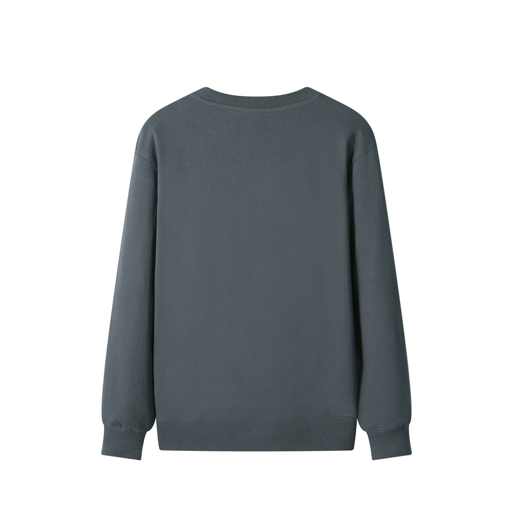 Heavy Weight Pure Cotton Solid Round Neck Morandi Terry Sweater Autumn and Winter New Loose Versatile Top Trend