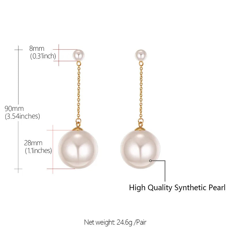 Stainless Steel Women Jewlery Aesthetic Pearl Dangle Earrings Hypoallergenic Earring Hot Sale Birthday Party Jewlery Gifts