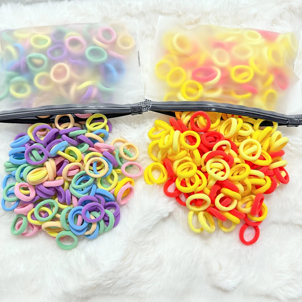50/100/300Pcs Ealstic Basic Nylon Hair Ties for Girls Ponytail Hold Scrunchie Rubber Band Kid Fashion Hair Band Accessories