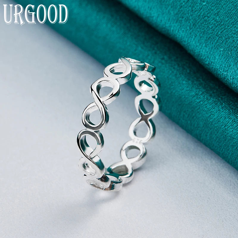 925 Sterling Silver Hollow Number 8 Ring For Women Man Party Engagement Wedding Romantic Fashion Jewelry Gift