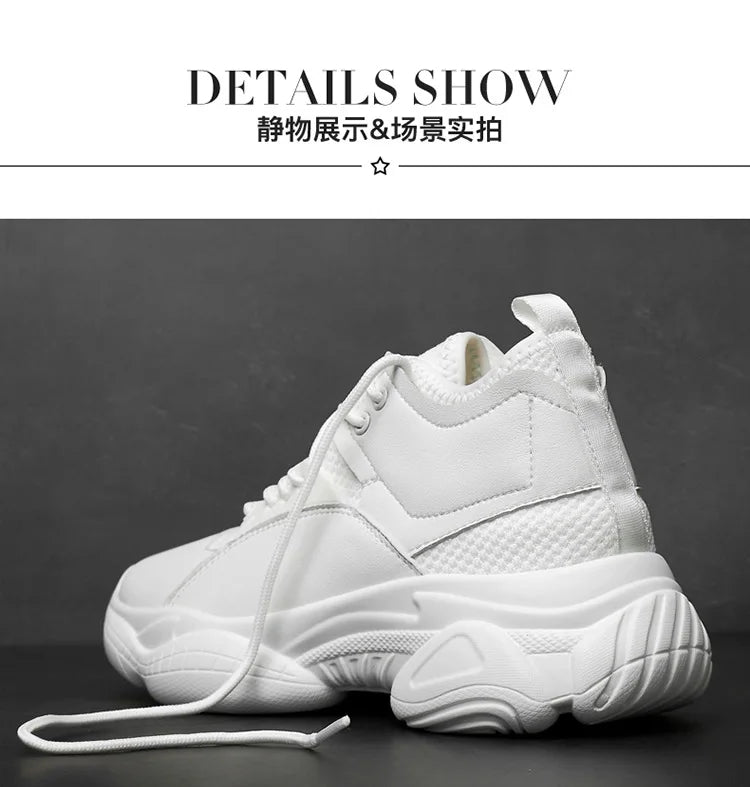 2024 Spring New Elevator Men's Shoes 6/8/10cm Hight-top Elevator Shoes Teenager Sports Trendy Shoes Men's Sneakers Casual Shoes