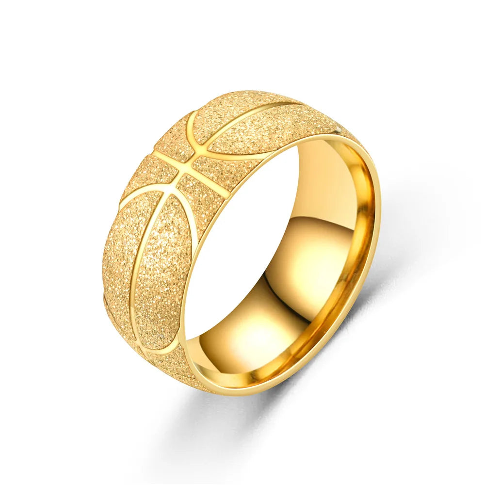 1 piece men vintage fashion stainless steel basketball sports ring frosted finger rings for women jewelry