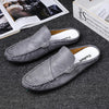 New 2023Half Shoes For Men Leather Half Slipper Slip On 3 Colors Flat Italian Style Fashion Driving Shoes Man Ciabatte