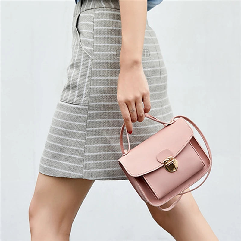 Ladies Shoulder Bags New Cute Square PU  Hot Sale Girls Small Bag Pure Color Casual Fashion Small Square Bags Diagonal Handbag