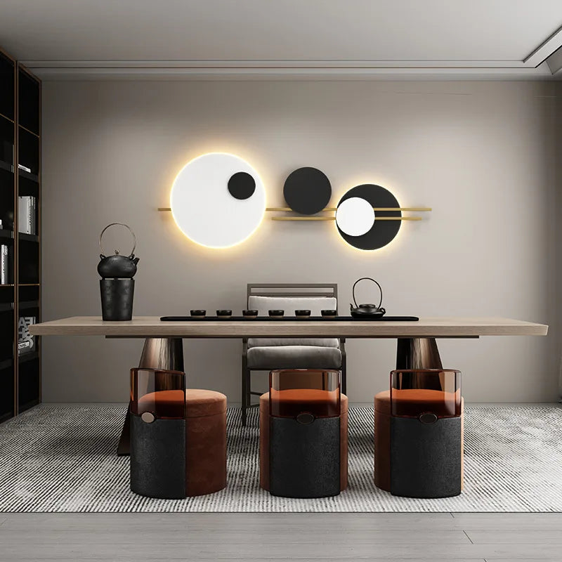 Modern White Black Metal LED Wall Lamp For Foyer Hall Office Shop Dining Room 3 Changeable Dimming 120cm Atmosphere Lighting