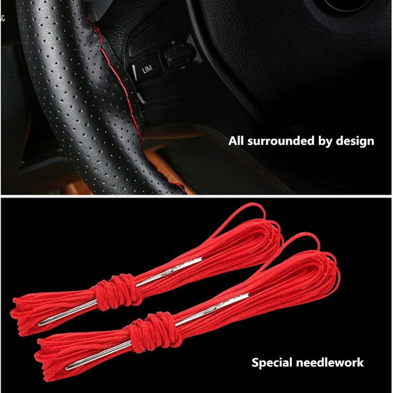 DIY Soft Fiber Leather Steering Wheel Covers Universal braid Car steering-wheel With Needles And Thread Interior accessories