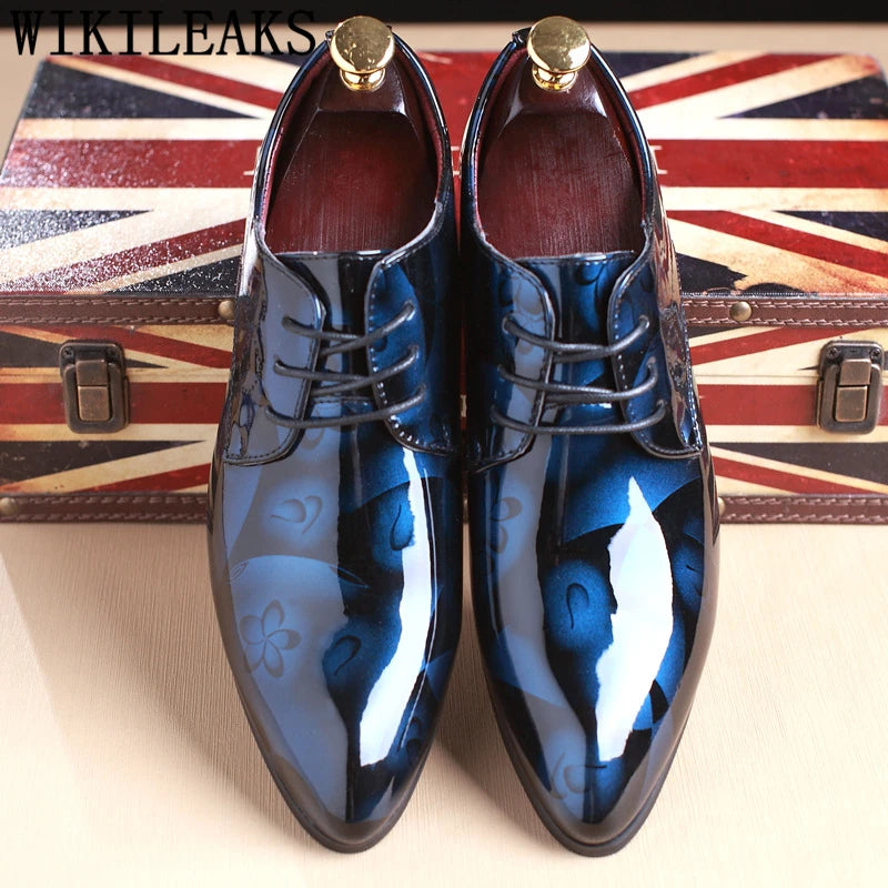 Office Men Dress Shoes Floral Pattern Men Formal Shoes Leather Luxury Fashion Groom Wedding Shoes Men Oxford Shoes Dress 37-50