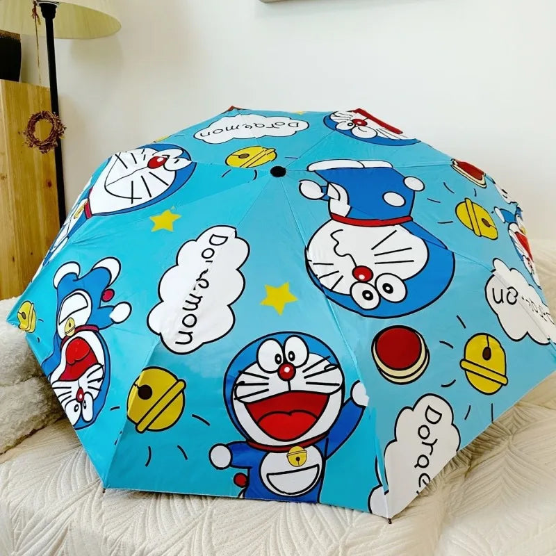 Doraemon Jingle Cat Animation Cartoon Style Metal Material Fully Automatic Three-fold Umbrella Sun Protection UV Parasol