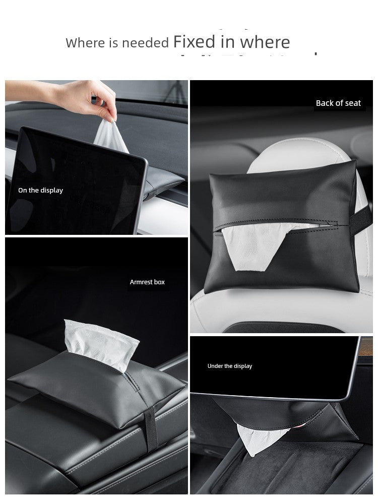 Applicable to New Arrival Tesla Modely/3 New Version Car Tissue Box Hidden Paper Extraction Box Car Ya Accessories