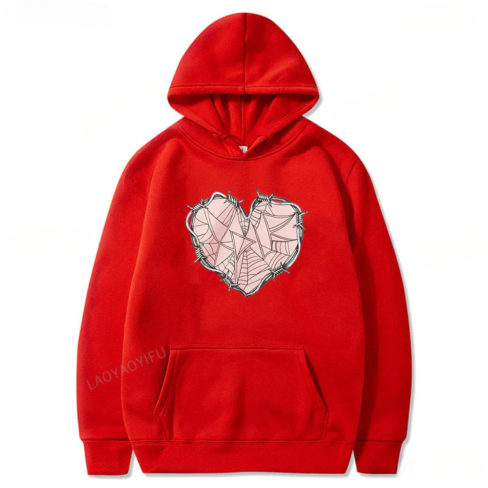 2024 Fashion Clothes XPLR Sam and Colby Merch Web Heart Hoodie Long Sleeve Women Men Sweatshirt Casual Style Harajuku Streetwear