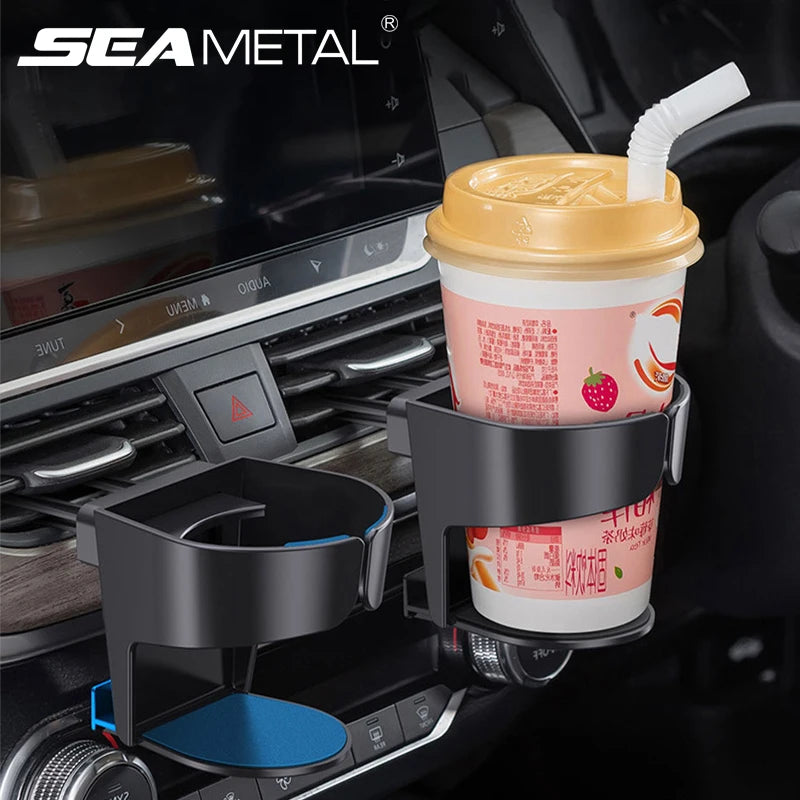 SEAMETAL Car Cup Holder Air Vent Outlet Drink Coffee Bottle Hanging Holder Universal Anti Shake Drink Rack Stand Ashtray Mount