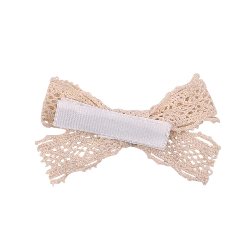 4Pcs/Set Sweet White Lace Bowknot Hair Clips For Baby Girls Boutique Bows Hairpins Barrettes Headwear Kids Hair Accessories Gift