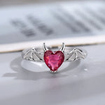 Load image into Gallery viewer, Draculaura Bat Heart Rings Women Fashion Gothic Jewelry Accessories Vampire Inspired Silver Plated Adjustable Ring Gift For Her
