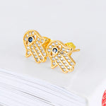 Load image into Gallery viewer, Hamsa Hand Devil Eye Earrings Copper Earrings 18k Gold Plated Fashion Jewelry for Women Accessories Birthday Gift
