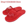 Women Stylish Mesh Floral Slippers Flats Flip Flop Loafers Ladies Mules Fresh Breathable Home Floor Parent-Child Eva Bottom