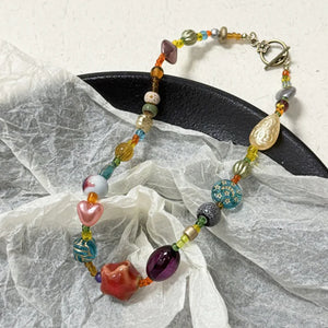 vintage Colored Harajuku Beaded Star Necklace Women's Chinese Style Ethnic Handmade Jewelry