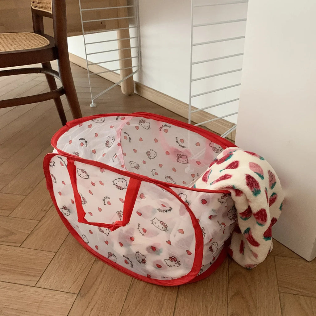 Hello Kitty Foldable Laundry Basket Storage Bag Dirty Clothes Laundry Hamper Cute Sanrio portable Toy Organizer Bag Collapsible