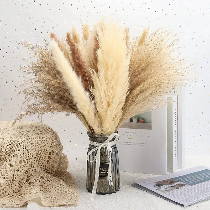 60PCS Dry Flower For Decoration Pampas Grass Boho Home Decor Country Wedding Accessories Deco Dried Flowers Dekoration Pampa