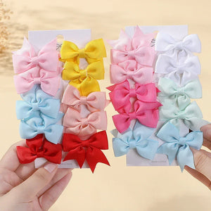 10Pcs/Set Cheer Bow Solid Ribbon Hair Clips Pin for Girl Handmade Bows Hairpin Barrettes Children Headwear Kids Hair Accessories