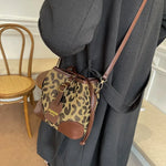 Load image into Gallery viewer, Leopard Small PU Leather Women Bucket Crossbody Bags 2024 Fall Designer Shoulder Bag Luxury Brand Ladies Handbag Lady Trend Tote
