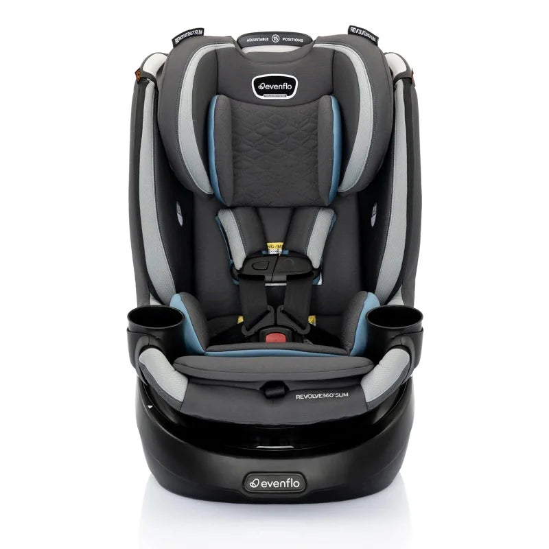 Evenflo Revolve360 Slim 2-in-1 Rotational Car Seat with Quick Clean Cover (Stow Blue)