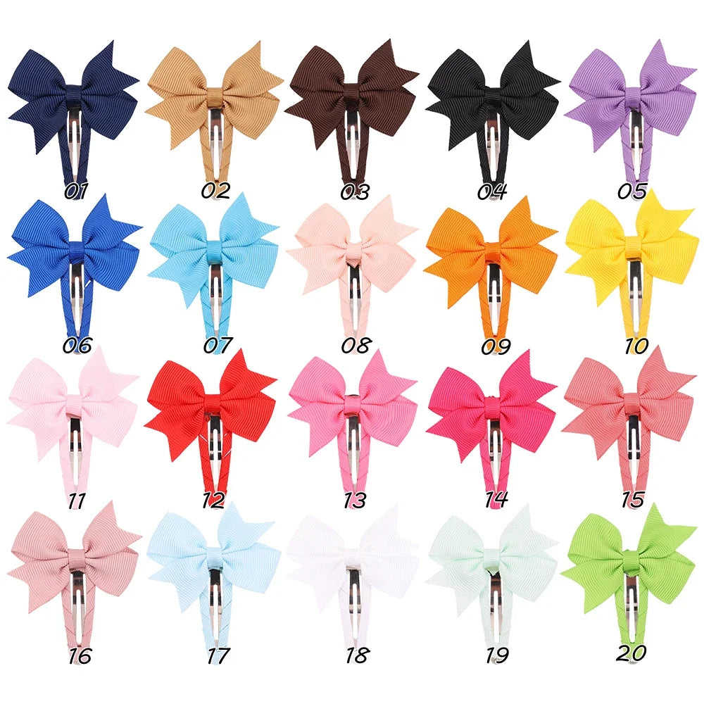 2Pcs/Lot Solid Color Bows Hair Clip For Kids Girls Ribbon Bowknot BB Clip Cute Baby Barrettes Hairpins Headwear Hair Accessories