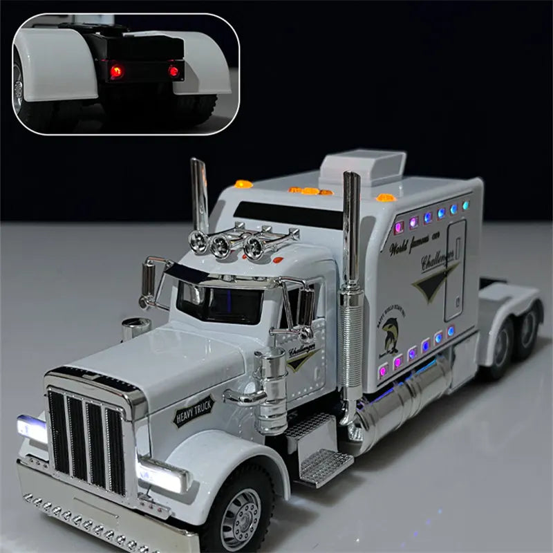 New 1/24 Alloy Trailer Truck Head Car Model Diecast Metal Container Truck Engineering Transport Vehicles Car Model Kids Toy Gift