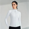 Gym Women's Full Zip Yoga Top With Thumbholes Fitness Running Jacket Stretch Fit Long Sleeve Round Neck Top Sportswear