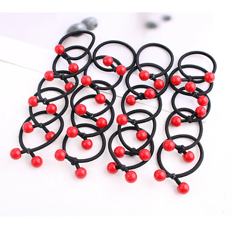 Red Cherry Baby Hair Bands Cute Girls Elastic Ponytail Holder Ties Heaband Kids Headwear Ropes Scrunchie Hair Accessories