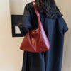 Soft PU Leather Quality Underarm Bag Vintage Wine Red Ladies Shoulder Bag Commuter Large Handbag 2pcs Women's Versatile Tote Bag