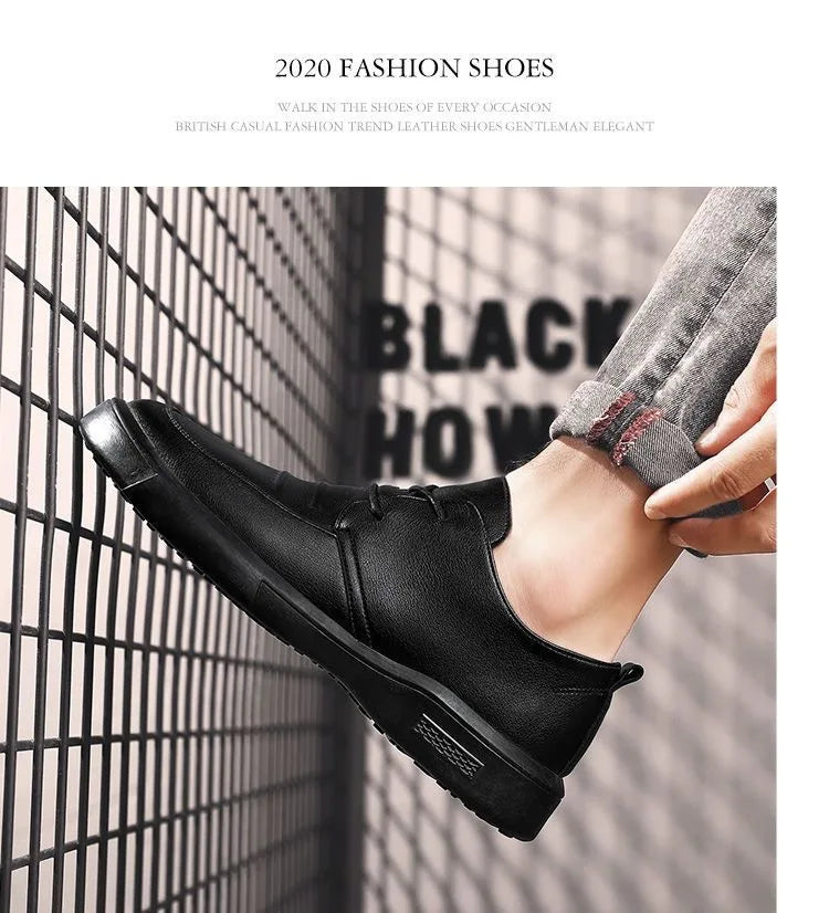 Shoes Casual Men Leather Big Toe Soft Sole Dress Versatile Business Lace-Up Summer Breathable Style 2023