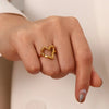 1Pcs Korean Style Design Love Rings Light Luxury Simple Rings Fashion Stain Less Steel Jewelry Engagement Decoration