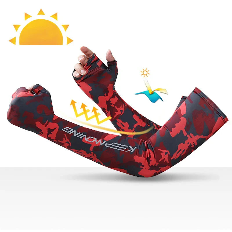 Summer Cool Sports Cycling Sleeves for Men Cuff Outdoor fitness Camouflage Glove Women Arm Sleeves Sun Protection Ice Silk