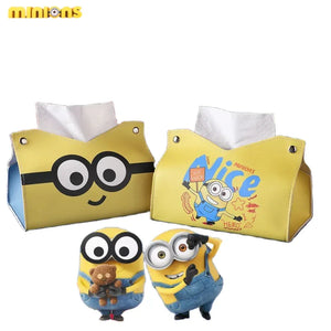Minion animation peripheral cartoon waterproof tissue box cute big eyes cute paper drawer creative kawaii car home storage box