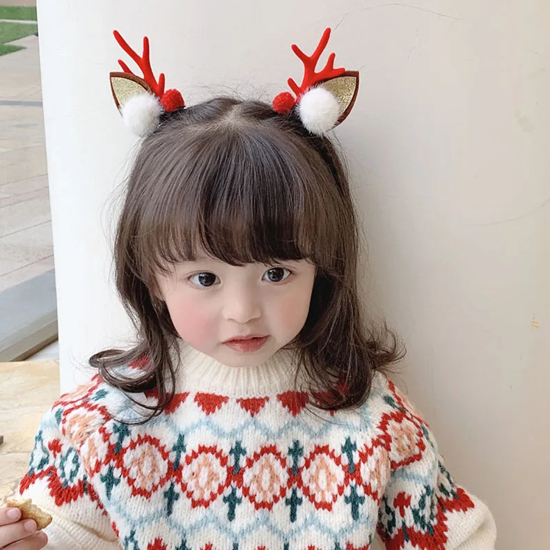 New Year Christmas Hair Pin Children Barrettes Bow Deer Santa Claus Kids Christmas Headwear Girls Kids Hair Accessories