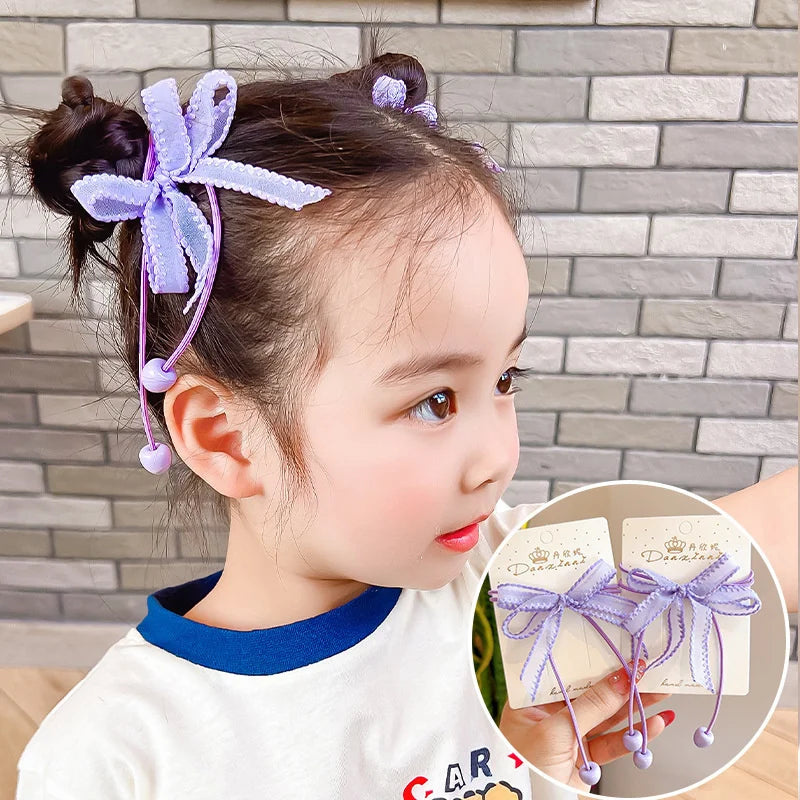 2PCS New Cartoon Series Girls Cute Kids Elastic Hair Bands Children Hair Ties Princess Hair Accessories Baby Headwear