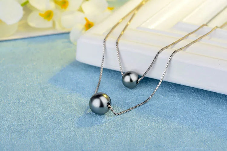 925 Sterling Silver Double Layer Elegant White Pearl Charm Necklace Shell Pearl Choker Necklace For Women Fine Jewelry Colar