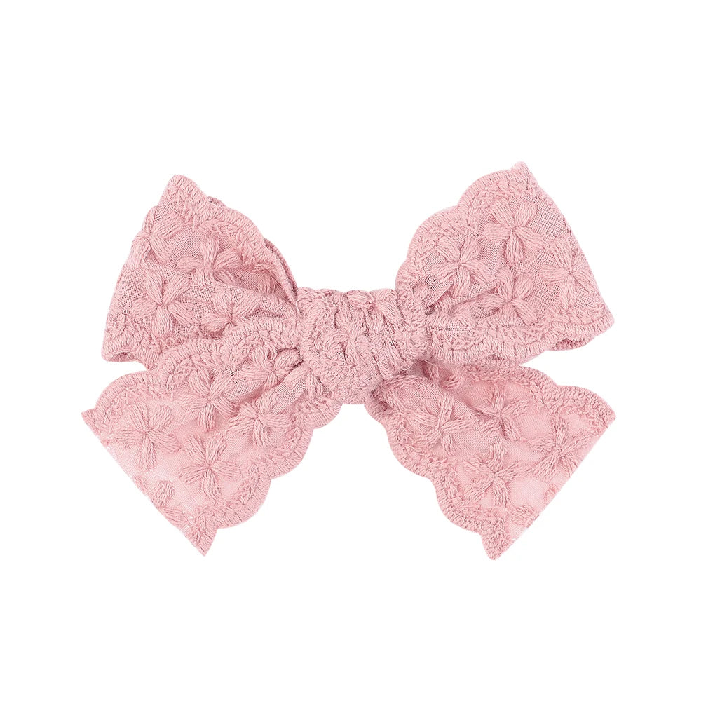 1pcs Embroidery Bowknot Safe Hair Clips for Girls Boutique Bows Hairpins Cute Barrettes Headwear Kids Baby Hair Accessories