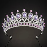 Load image into Gallery viewer, New Gorgeous Silver Color Purple Crystal Bridal Jewelry Sets Rhinestone Tiaras Earrings Necklace Crown Wedding Dubai Jewelry Set
