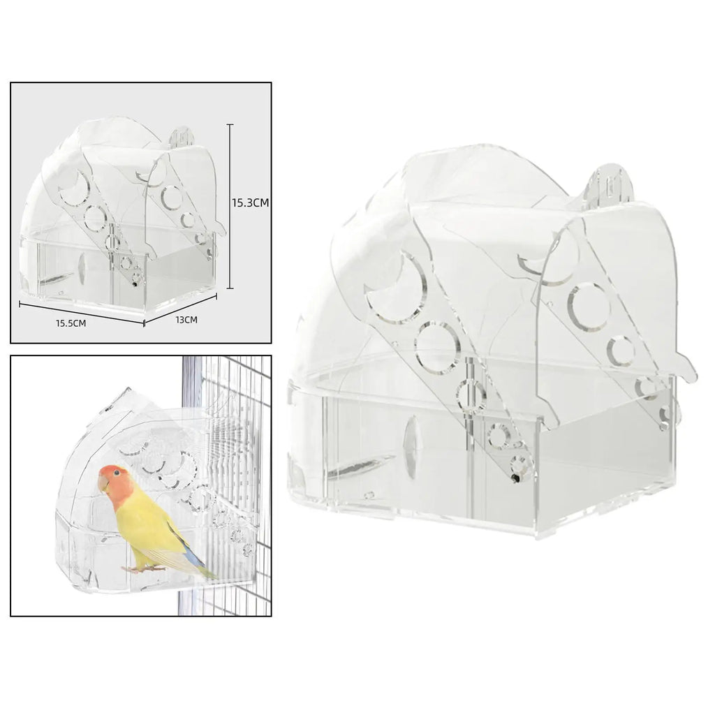 Pet Bird Bath Box Cage Accessories Portable No Leaks Hanging Bird Bathtub for