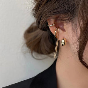 Korean Zircon Small Ear Cuff Set Ear Clips Vintage Gold Color Earcuff Cute Cartilage No Pierced Clip Earrings Women's Jewelry
