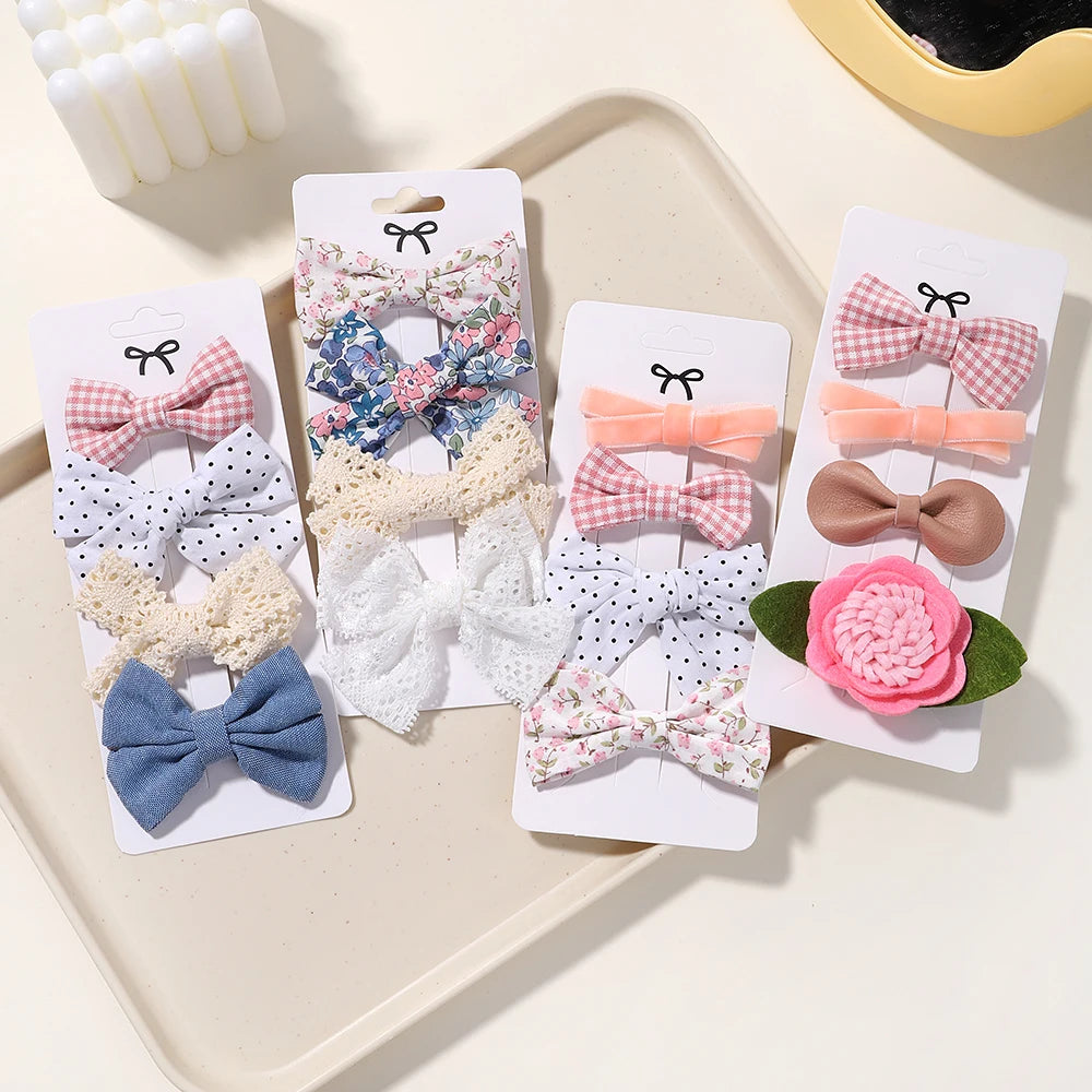 4PCS/Set New Girls Leopard Hairpins Kids Sweet Hair Clips Barrettes Lovely Hair Bows Children Cute Baby Hair Accessories