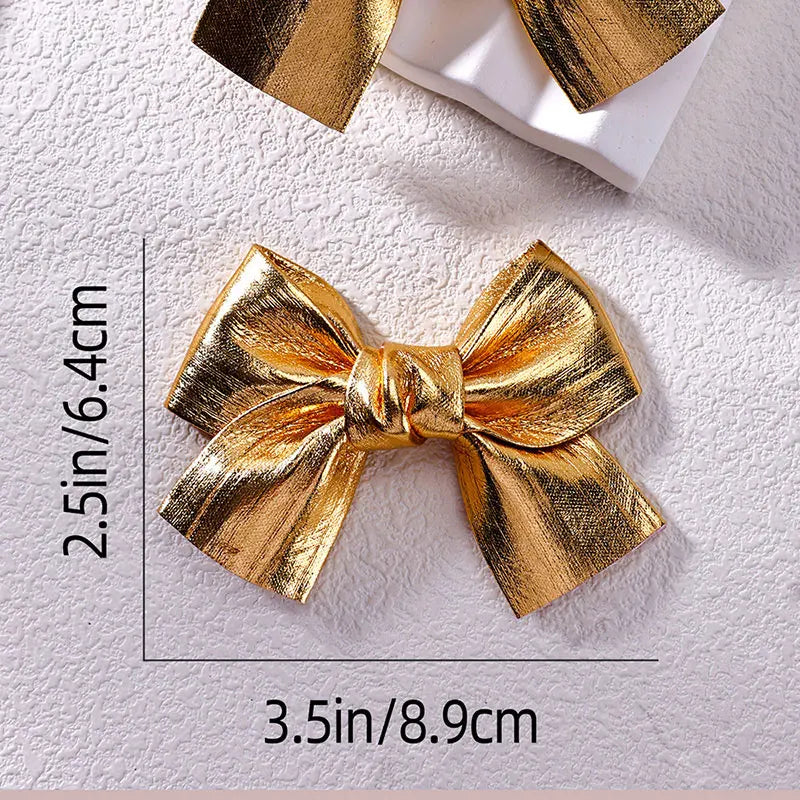 2Pcs Vintage Gold Sparkle Bow Hair Clips For Girls Cute Children Hairpins Handmade Barrettes Headwear Kids Hair Accessories