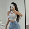 Sexy Cross Vest Crop Tops Women Sports T-shirt Knitted Off Shoulder V-Neck Solid Backless Tank Vest Halter y2k Top Camisole 2022