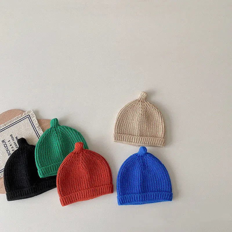 2024 Korea Baby Knit Hat Infant Beanie For Girls Boys Cute Infant Baby Bonnet Caps Elastic Kids Hats Newborn Baby Accessories