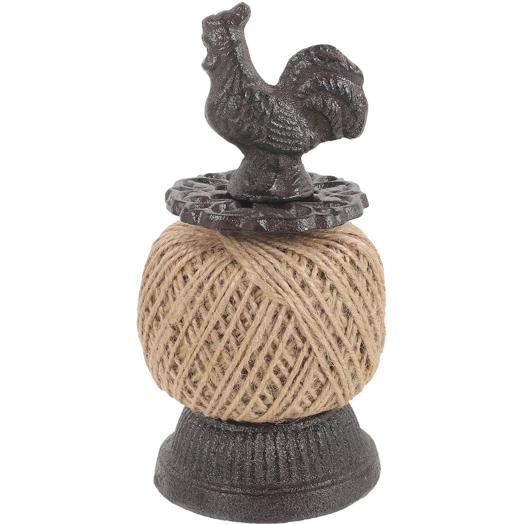 Reusable Rooster Decor Desktop Spool with Rope Home Accessory Iron Small Decorative Statue