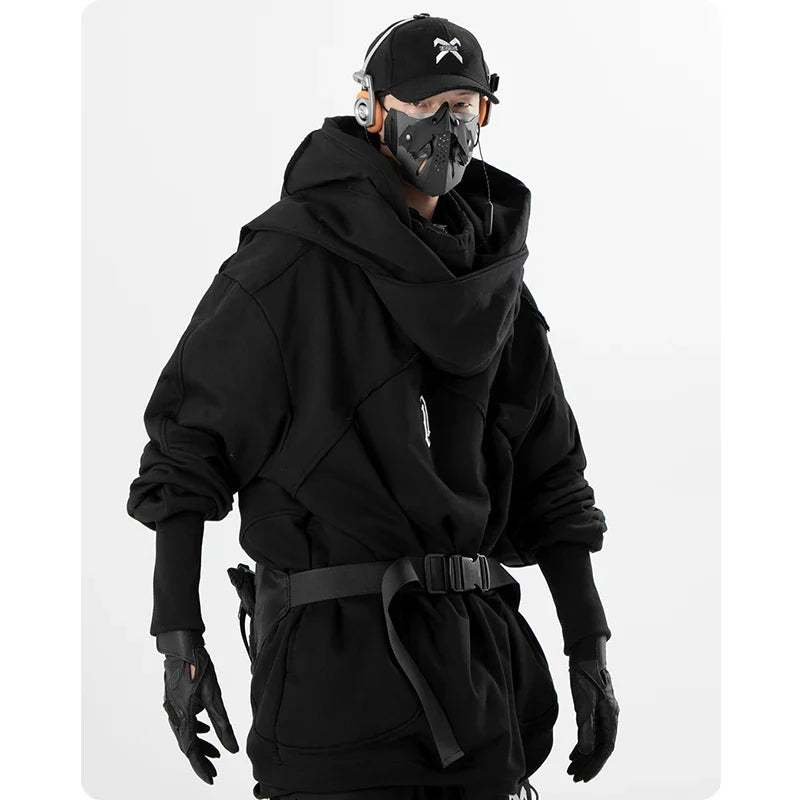 Autumn Functional Wizard Scarf Collar Sweater Casual Hoodie Men's Clothing Harajuku Hooded Sweatshirt High Street Streetwear Top