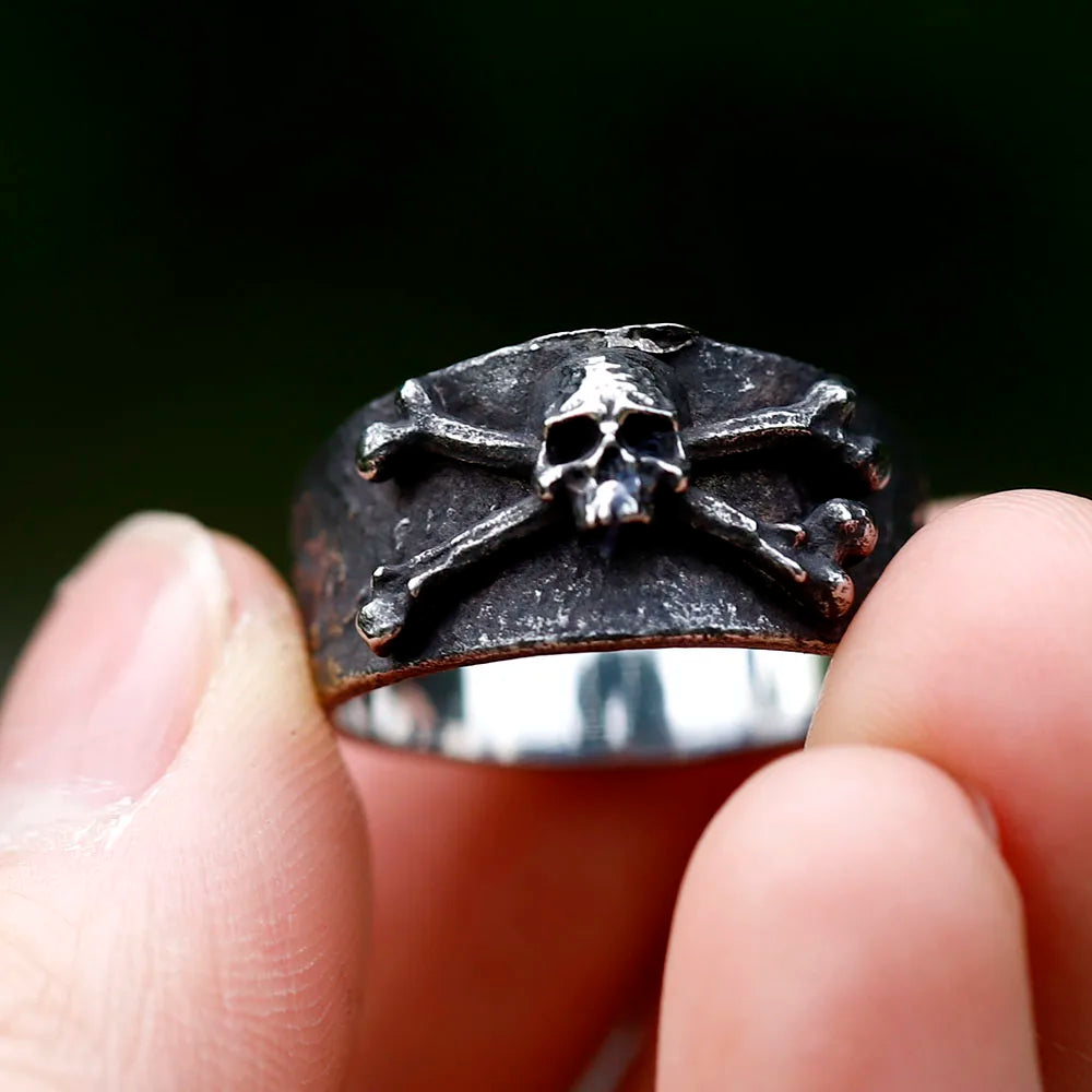 NEW Men's 316L stainless steel rings Vintage Calvarium Skull ring Aegishjalmur punk biker Jewelry Gifts