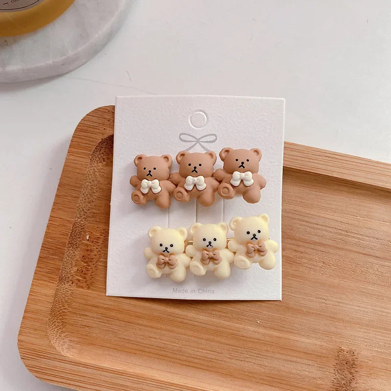 2pcs/set Korean Style Cartoon Coffee Color Hair Clips Cute Bear for Baby Children Barrettes Headwear Girls Kids Hair Accessories