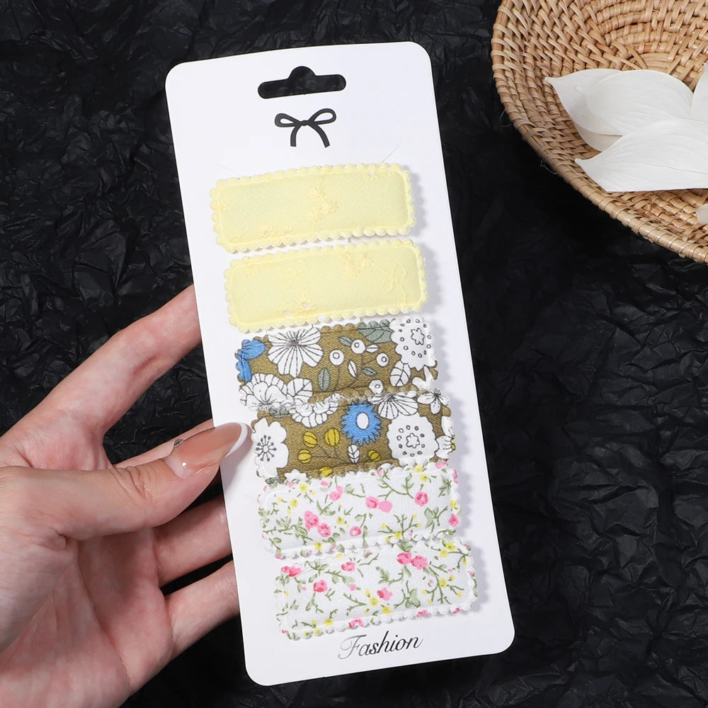 6/10Pcs Fashion Print Hairclips with Paper Jam Girl Waterdrop Broken Hair BB Clip Handmade Hairpin Headwear Kid Hair Accessories